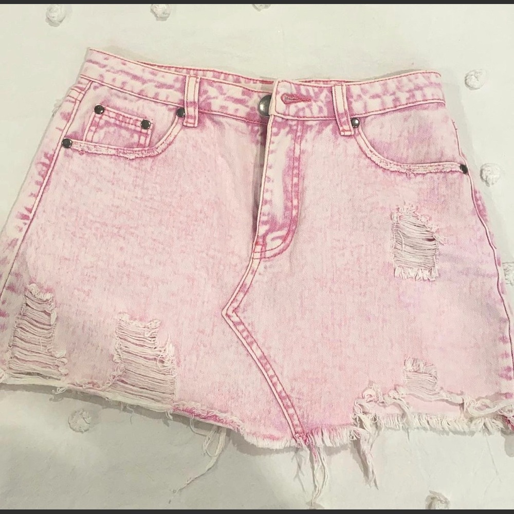 Pink Denim Mini Skirt